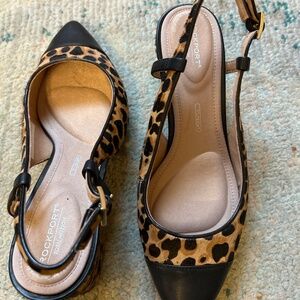 Rockport Animal Print/Black Slingbacks